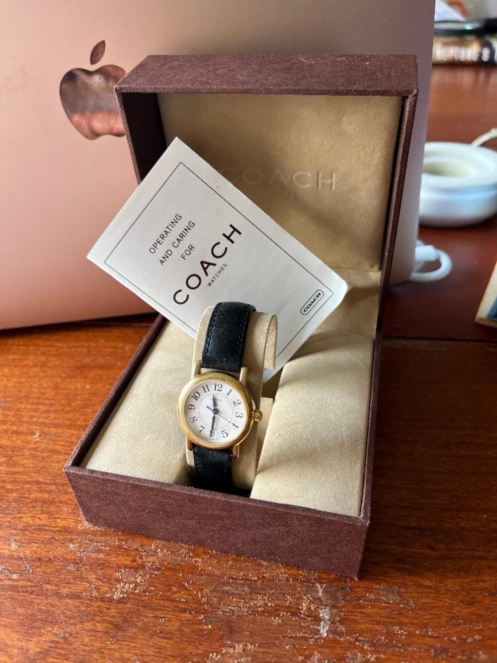 Vintage Coach Watch - Gold Finish - Leather Ban